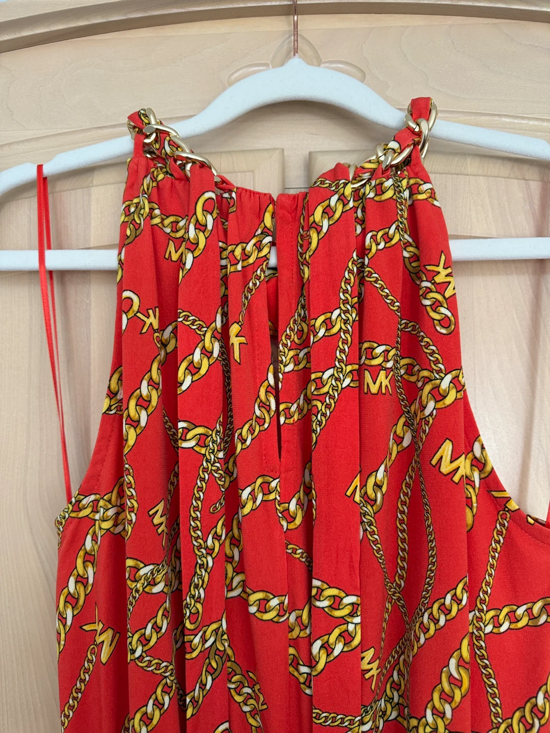Michael Kors Red Chain Print Halter Dress - Size M - photo 4