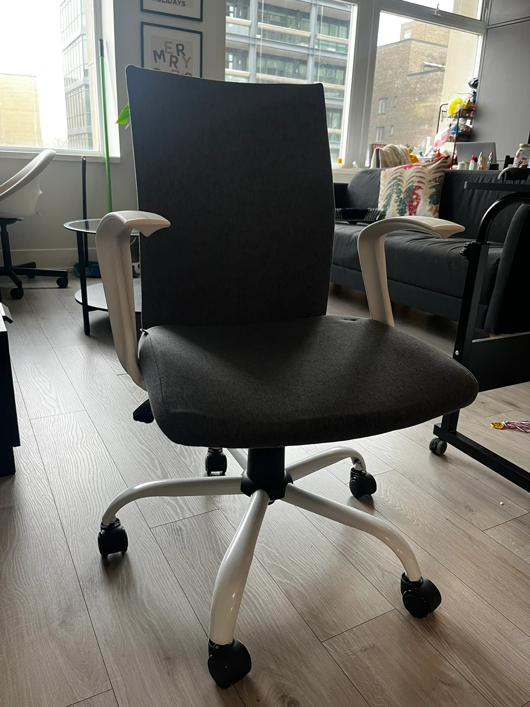 Grey Office Chair with White Frame