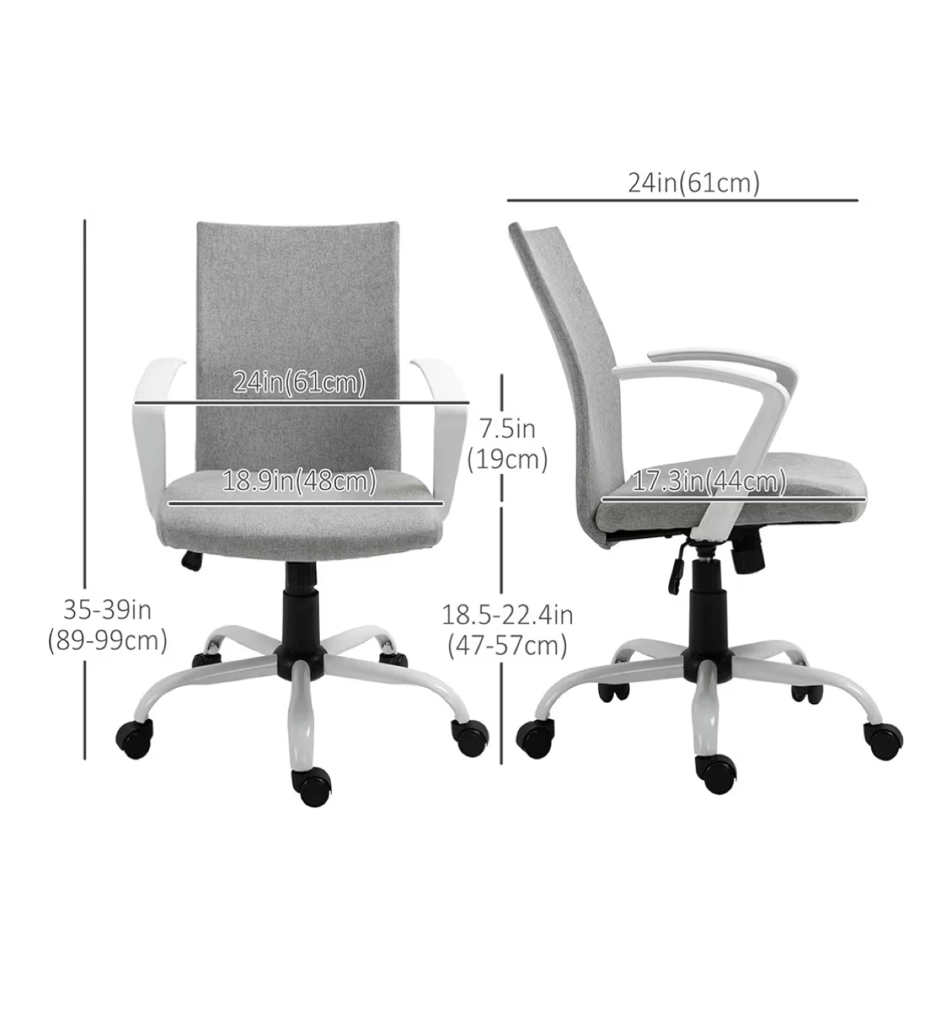 Grey Office Chair with White Frame - photo 2