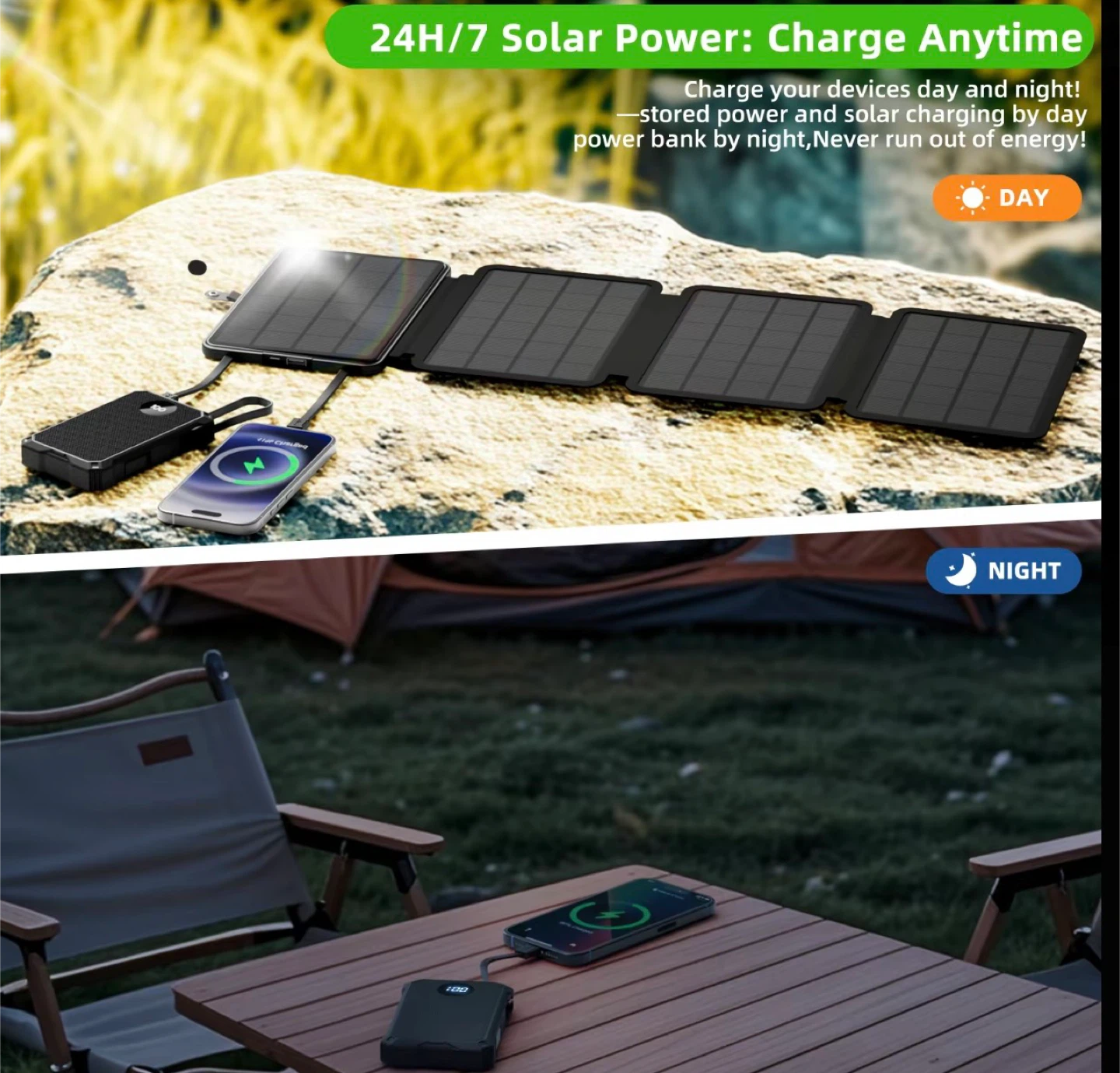 Foldable Solar Charger 10000mAh Power Bank - photo 2