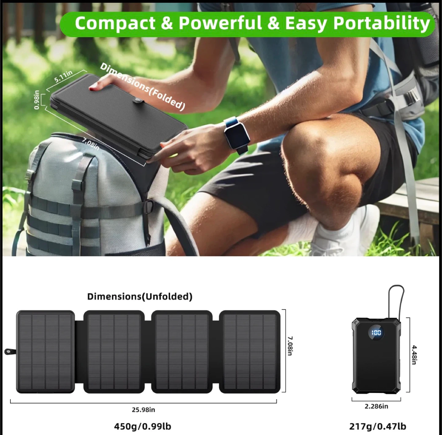 Foldable Solar Charger 10000mAh Power Bank - photo 4