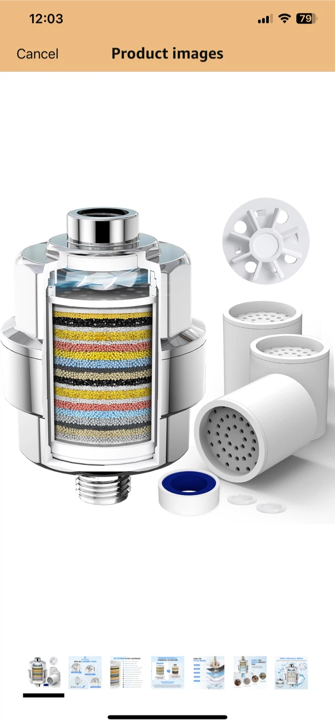 Shower Head Filter with 3 Cartridges