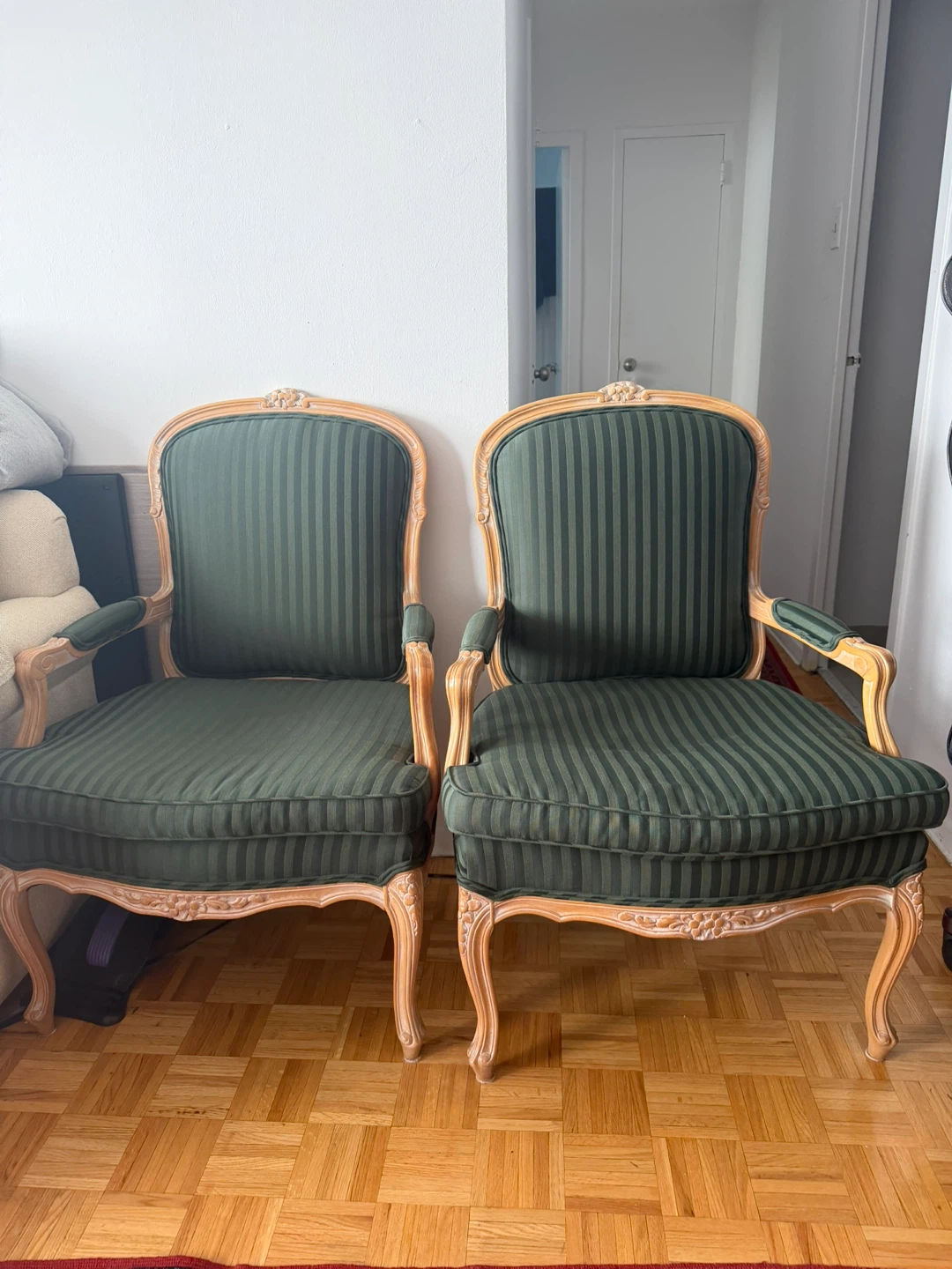 Green Striped Accent 2 Chairs - photo 5