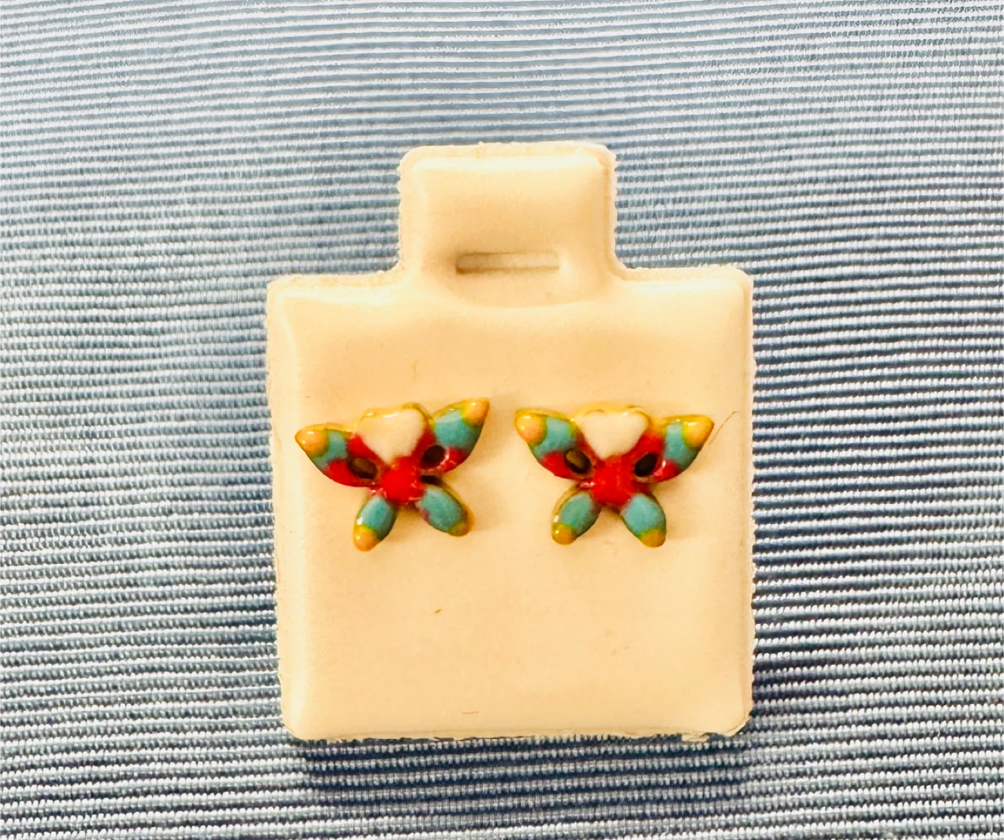 NEW!! Butterfly Stud Earrings - Handmade Enameled - photo 2