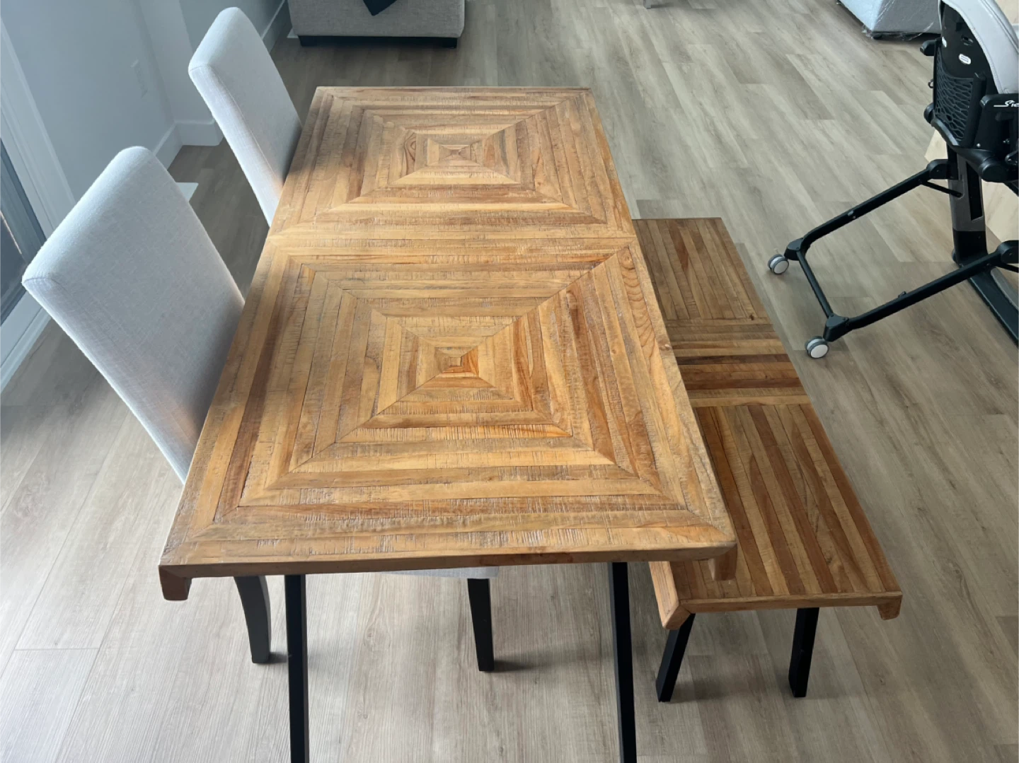 Wood Dining Table with Bench & 2 Chairs - photo 2