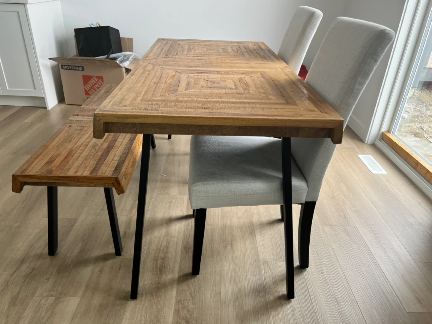 Wood Dining Table with Bench & 2 Chairs - photo 3