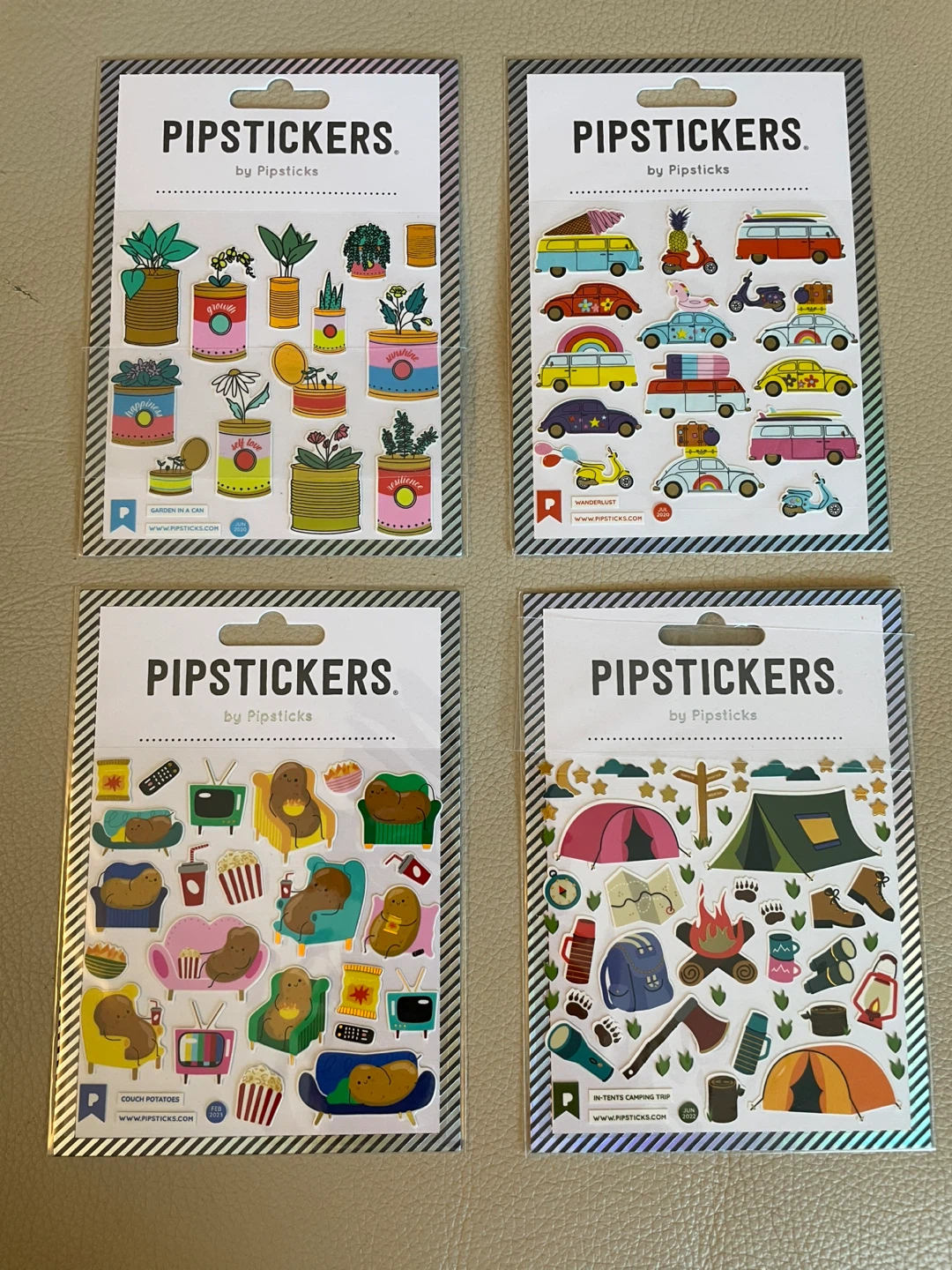Pipsticks Sticker Sheets - Variety Bundle of 4 packages NEW