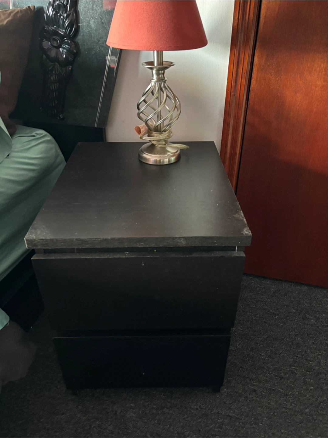 Black 2-Drawer Nightstand - photo 2