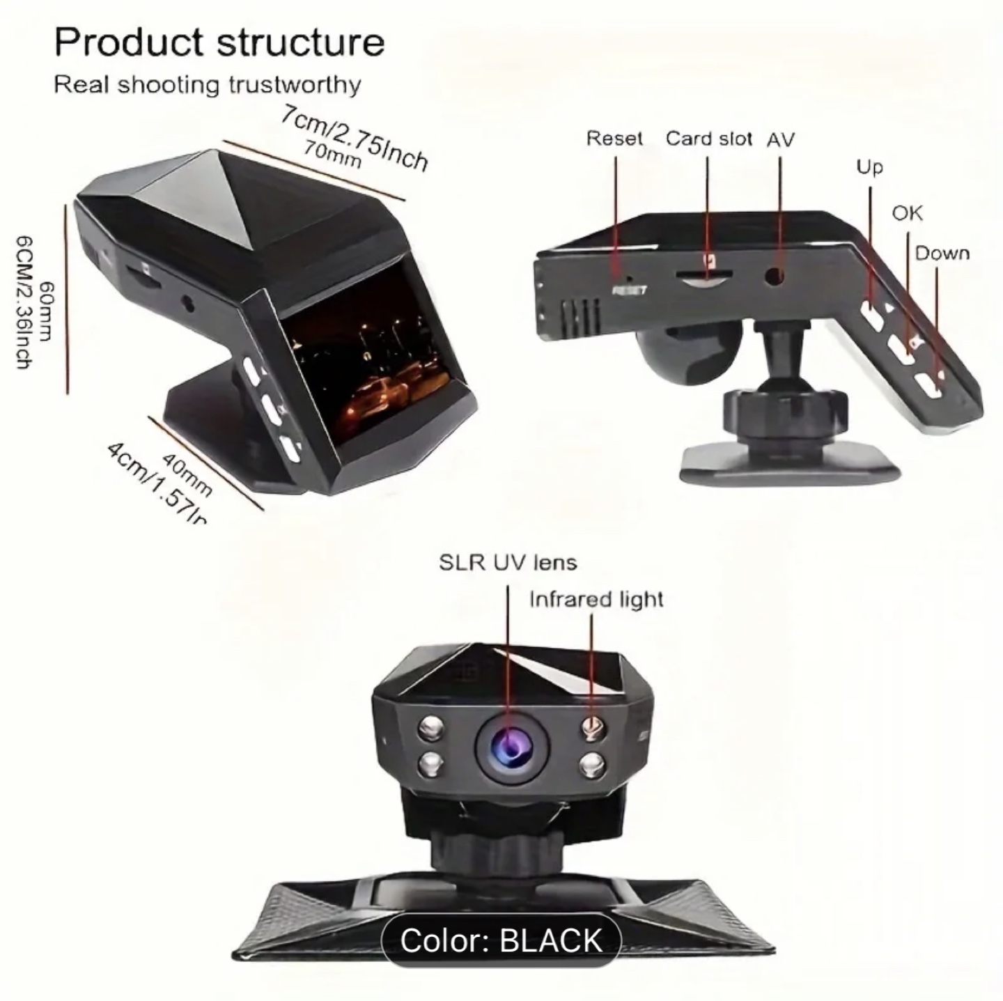 Brand New-Full HD 1080P Car DVR Dash Cam - Black - photo 2