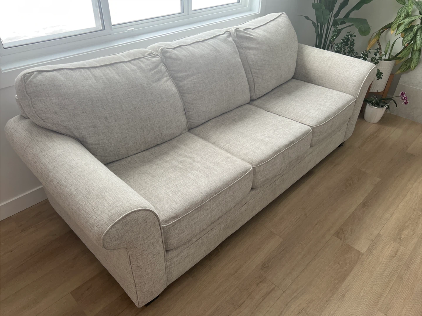 Neutral Beige Three-Seat Sofa