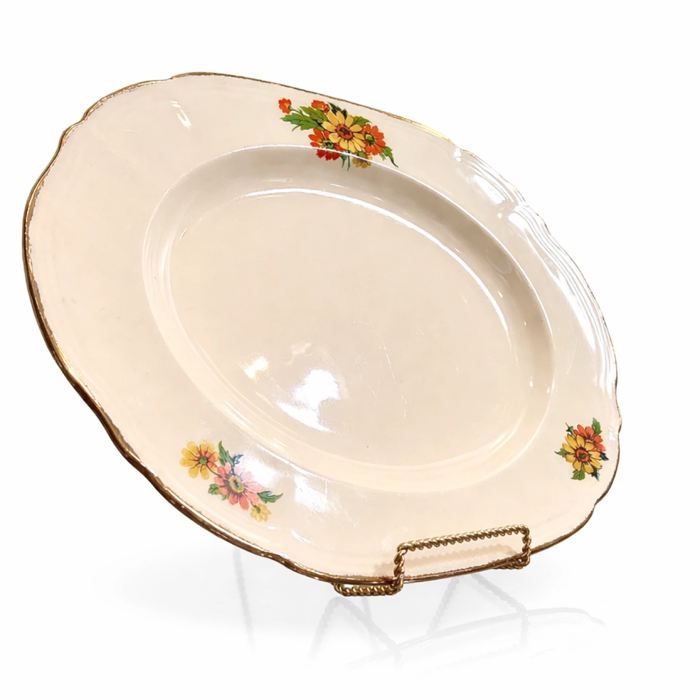 Alfred Meakin England Floral Gold Rim Oval Platter 14.5” - photo 3