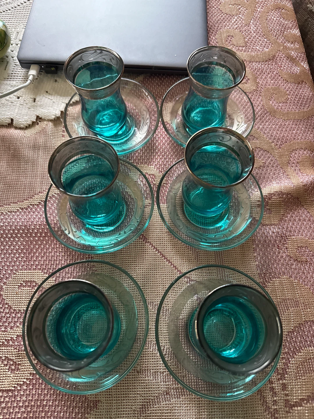 Teal Turkish Tea Glass Set of 6 - photo 5