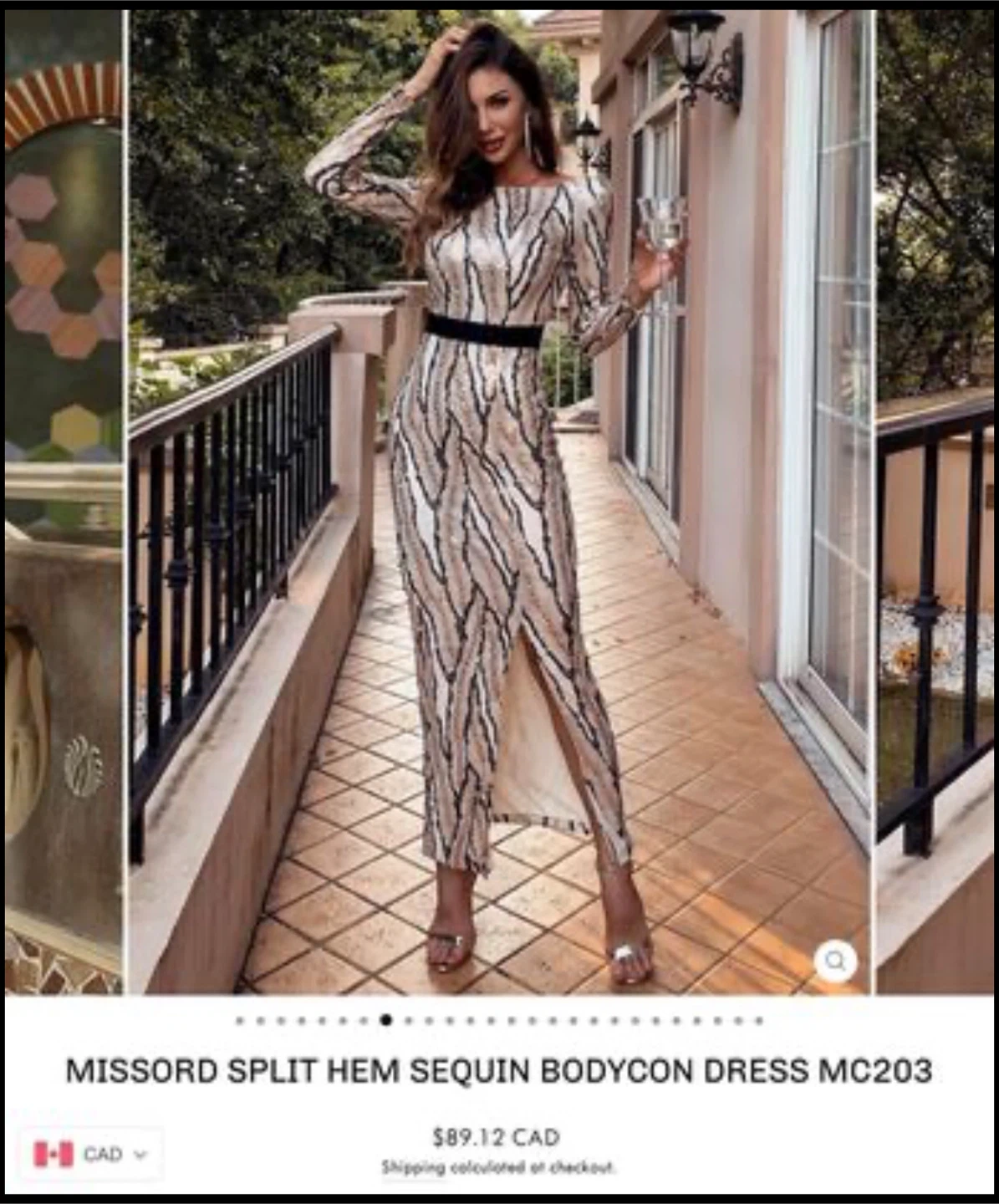 Sequin Bodycon Dress - Size Small
