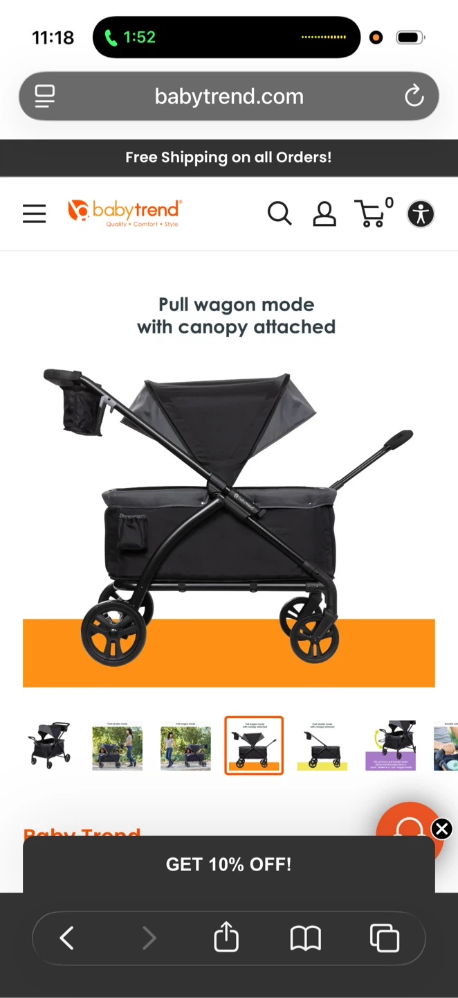 Baby Trend Tour 2-in-1 Gray Stroller Wagon - photo 3