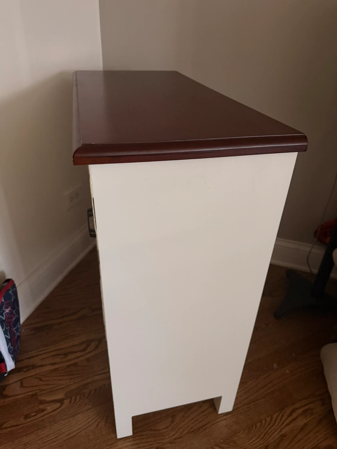 White Accent Cabinet with Dark Wood Top - photo 2