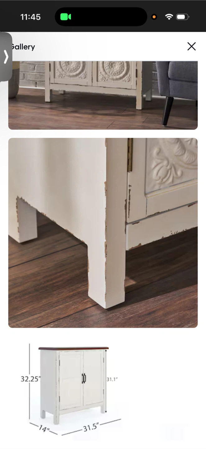 White Accent Cabinet with Dark Wood Top - photo 4