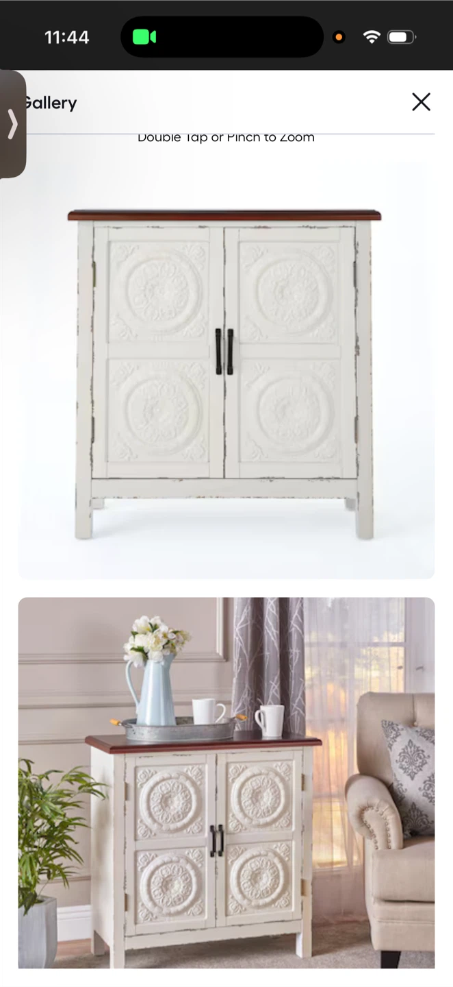 White Accent Cabinet with Dark Wood Top - photo 3