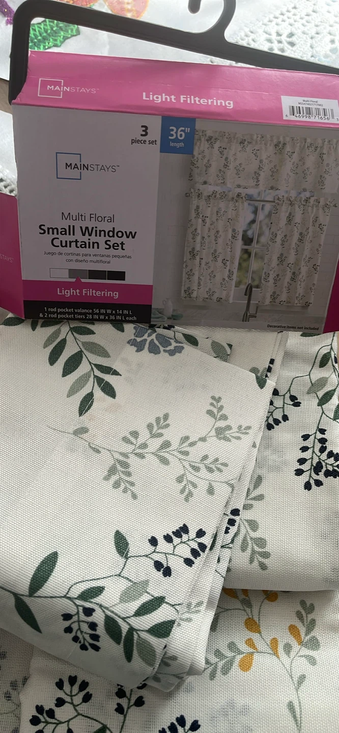 Mainstays Floral Small Window Curtain Set 36"