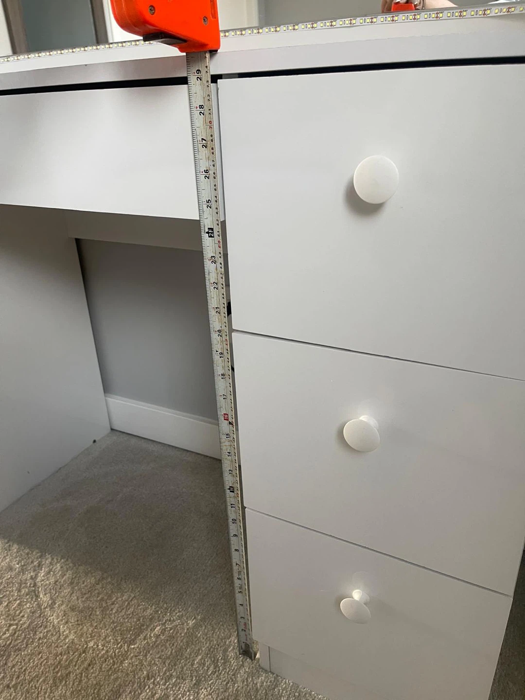 White Vanity Desk with LED Mirror - photo 2