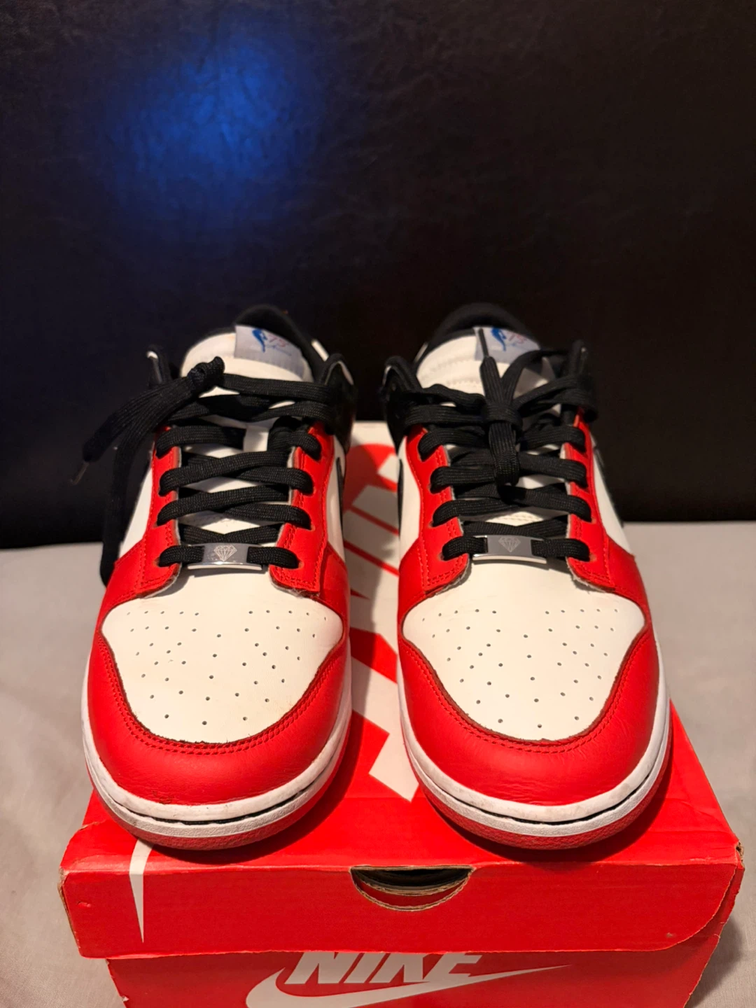 Nike Dunk Low Retro EMB Sail/Black/Chile Red, Size 12 - photo 2