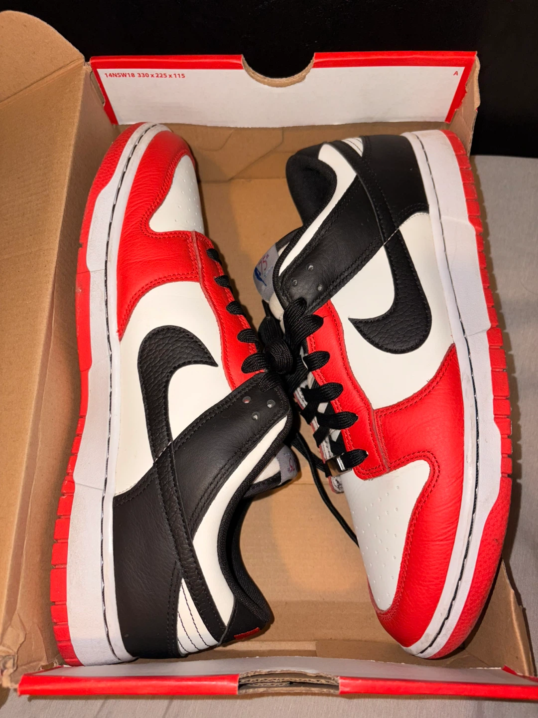 Nike Dunk Low Retro EMB Sail/Black/Chile Red, Size 12 - photo 3