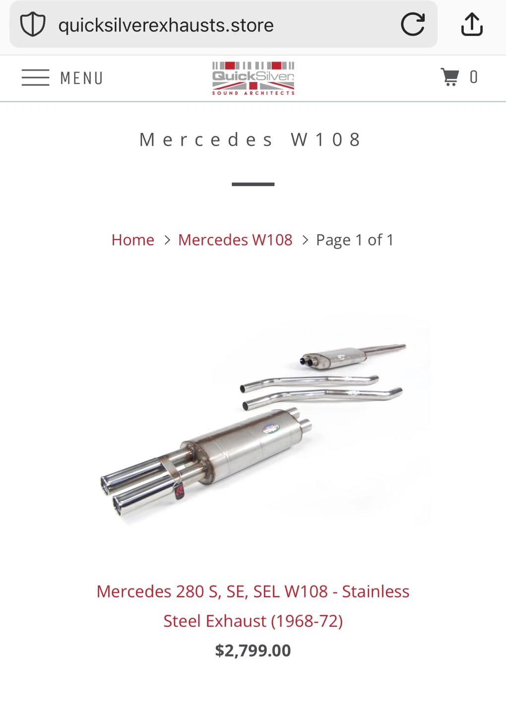 Mercedes W108 Stainless Exhaust System - photo 3