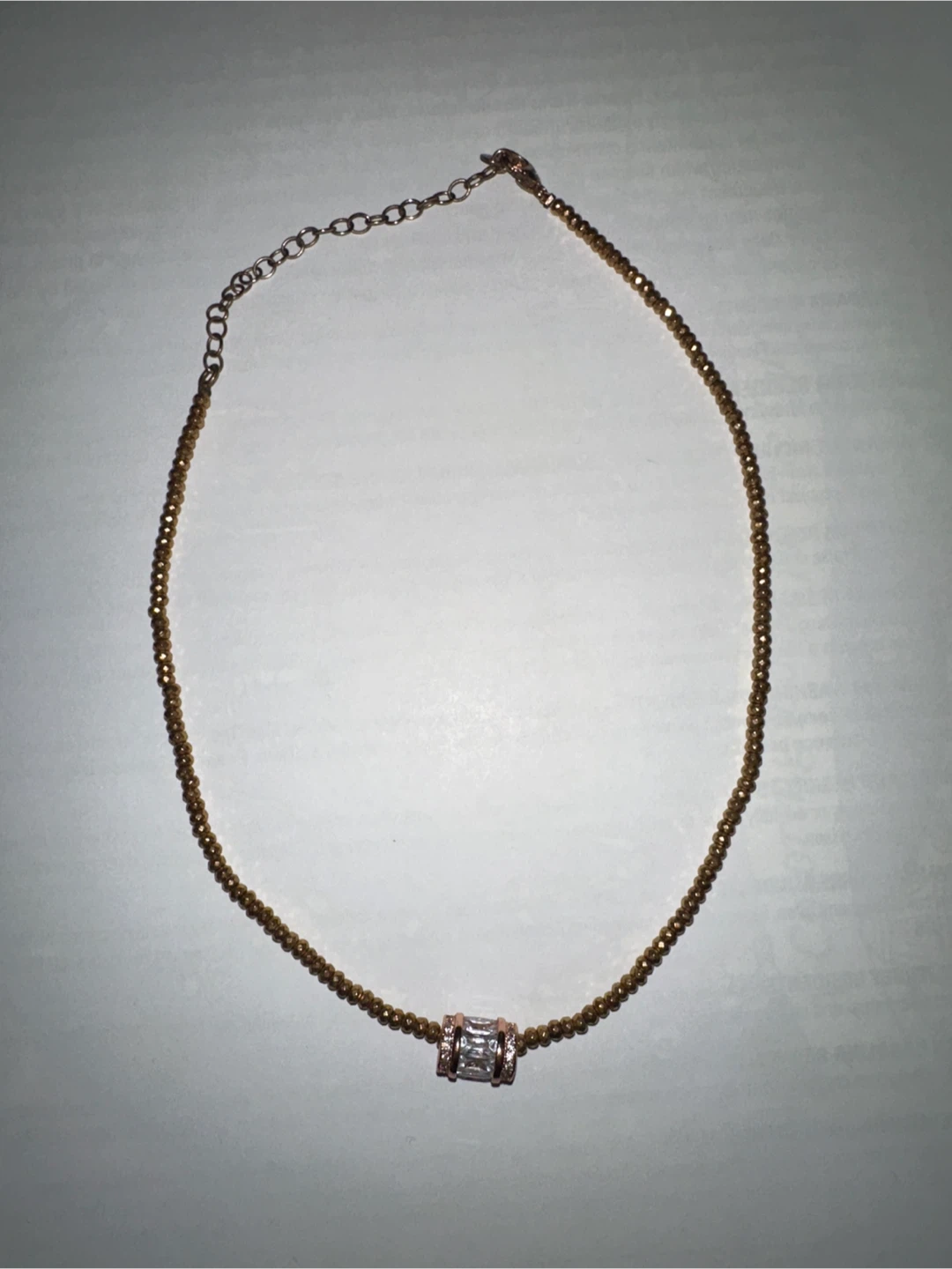 Adjustable Rose Gold Beaded Necklace with Cylinder Pendant - photo 2