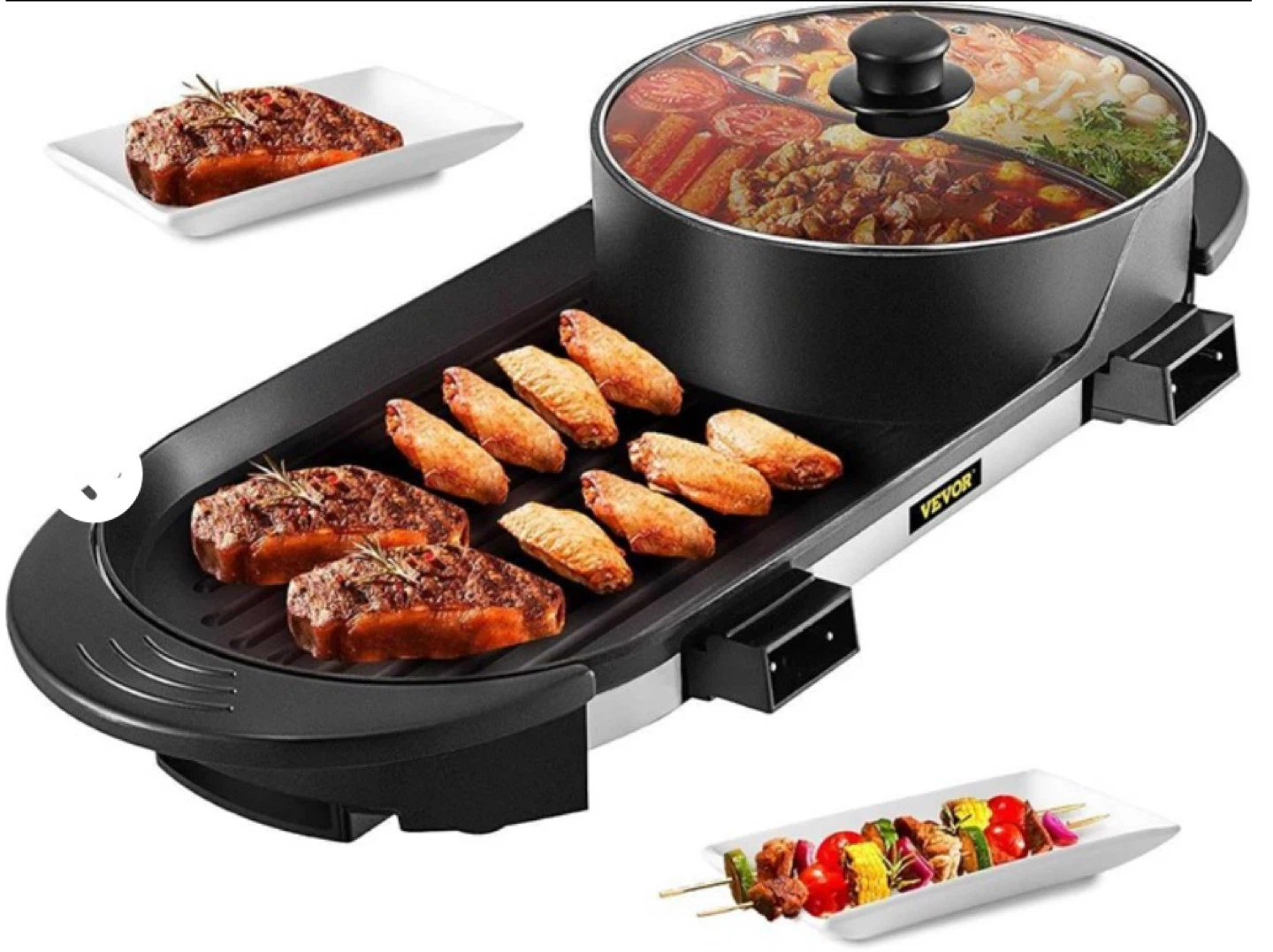 VEVOR Electric Grill Hot Pot 2 in 1