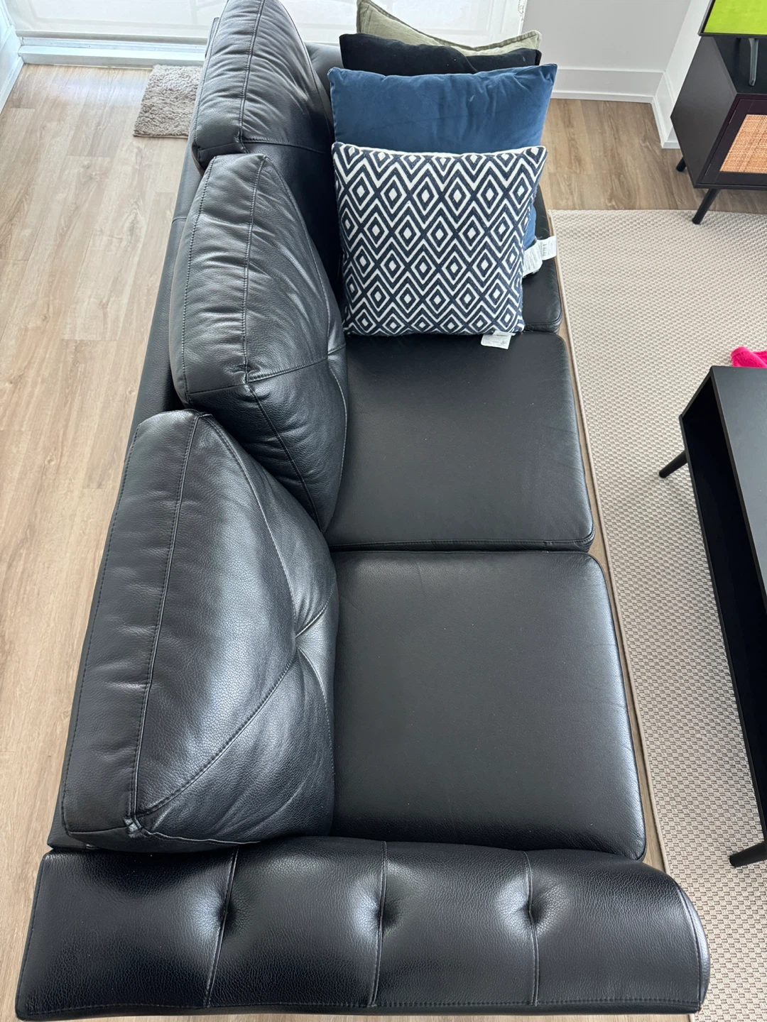 Black Leather Sofa - photo 2