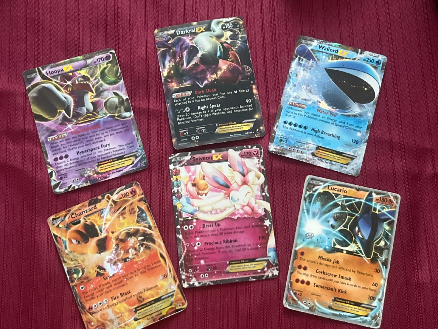 Pokémon EX Cards: Hoopa, Darkrai, Wailord, Charizard, Lucario