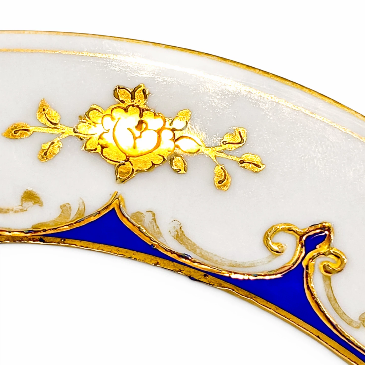 Antique Nippon-Era Hand-Painted Dish, Cobalt & Raised Gilt - photo 5