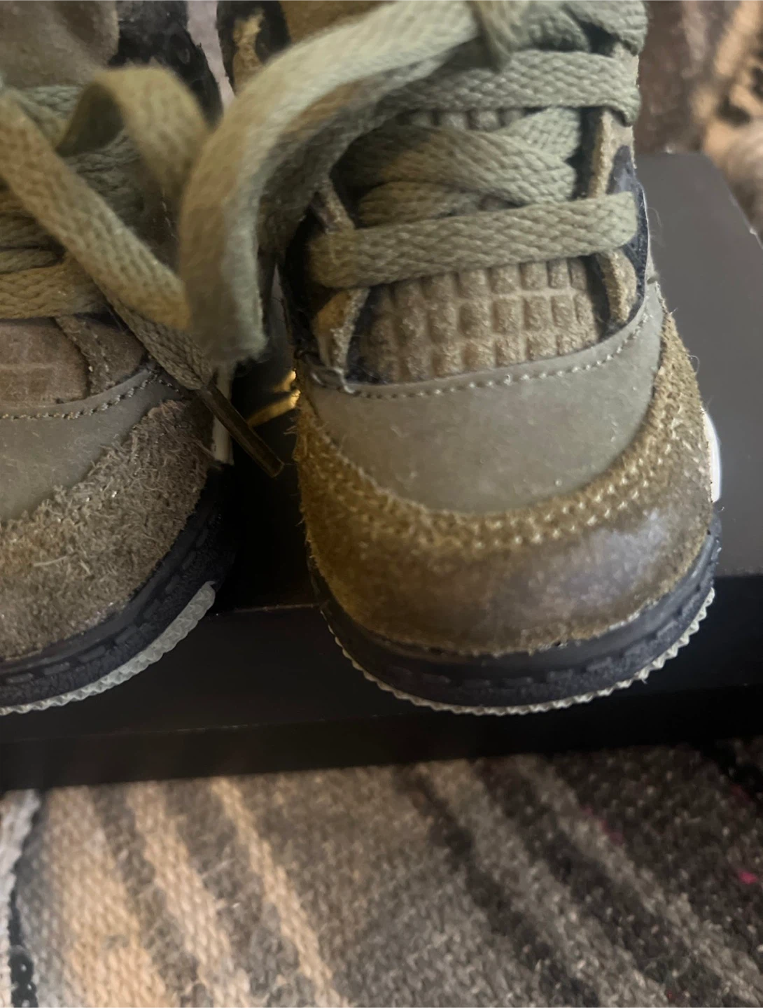 Jordan 4 Retro Olive Toddler Shoes - photo 5