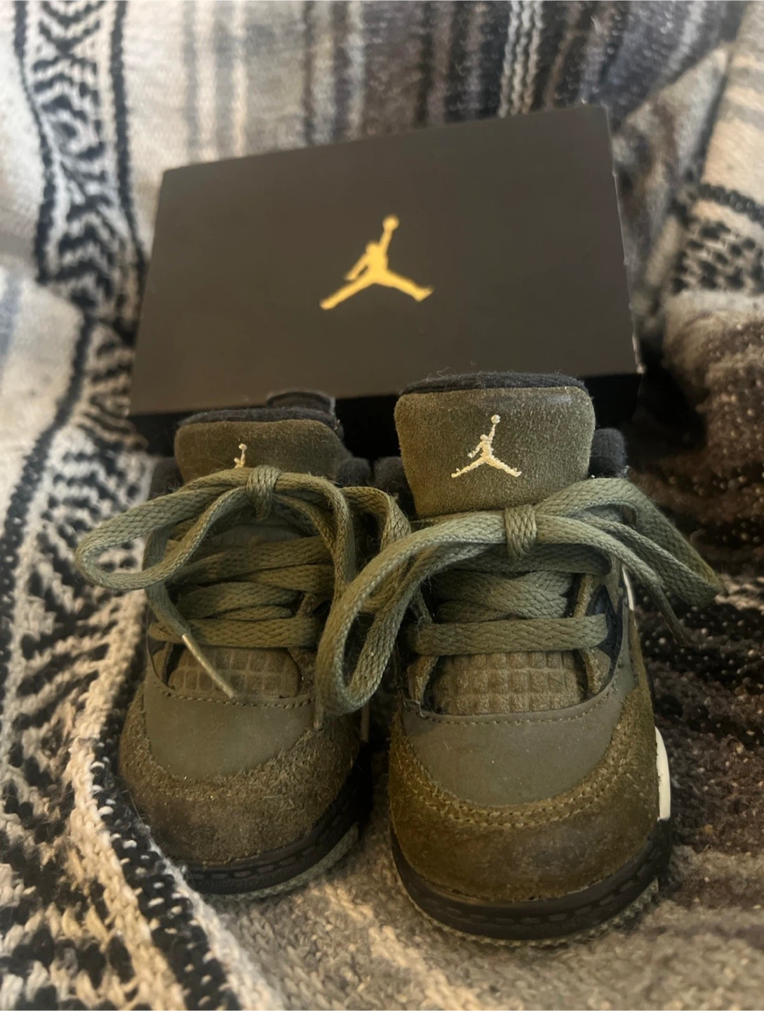 Jordan 4 Retro Olive Toddler Shoes - photo 2