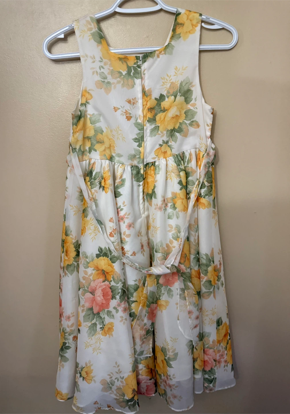 Kids White Dress with Yellow & Pink Flowers size 11-12 - photo 2