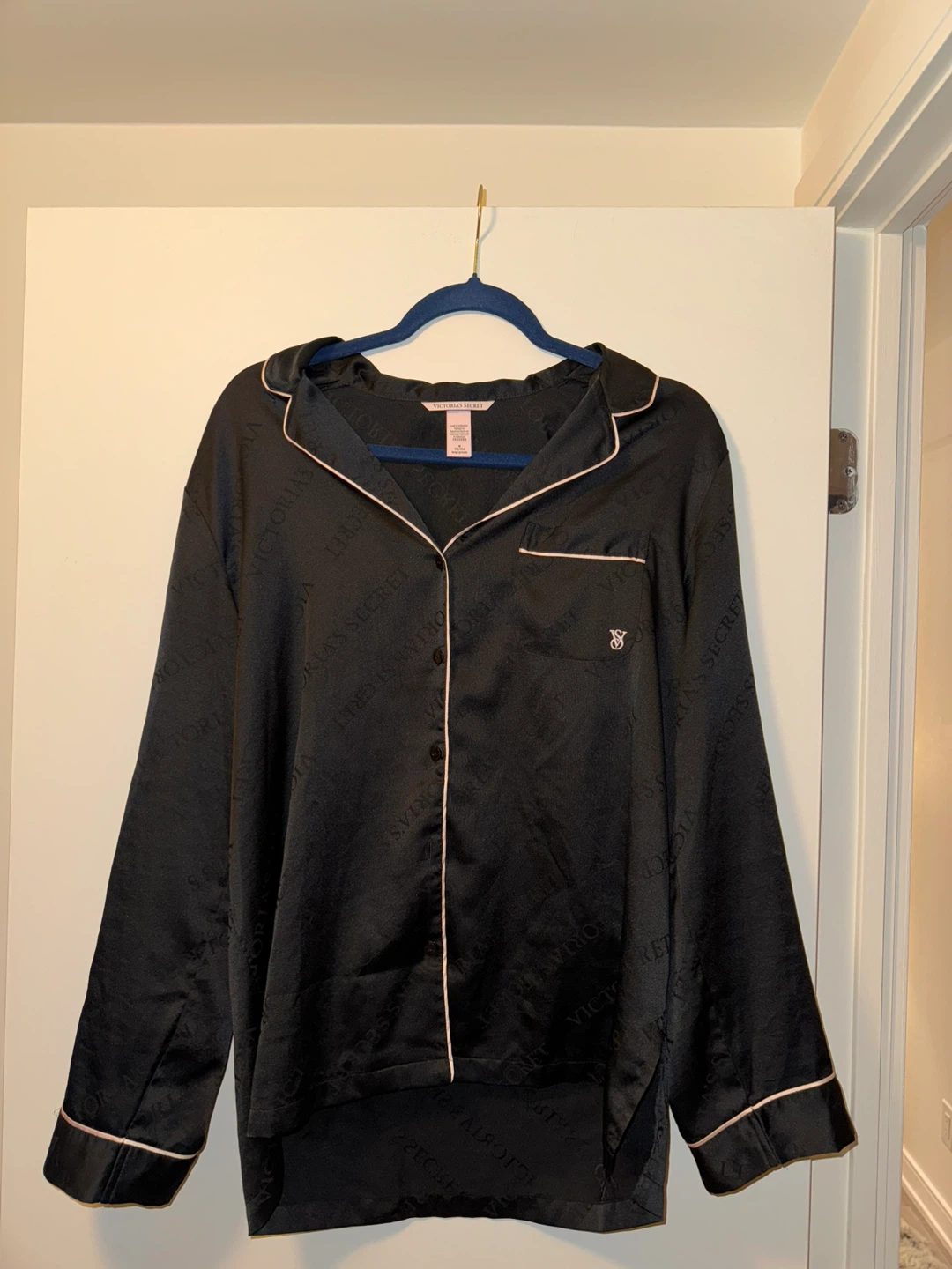 Victoria's Secret Black Satin Pajama Set, Size M