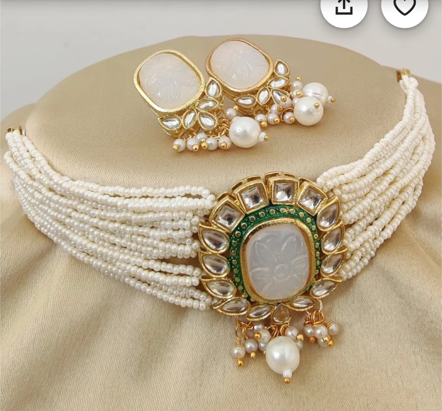 Pearl Choker Necklace & Earring Set