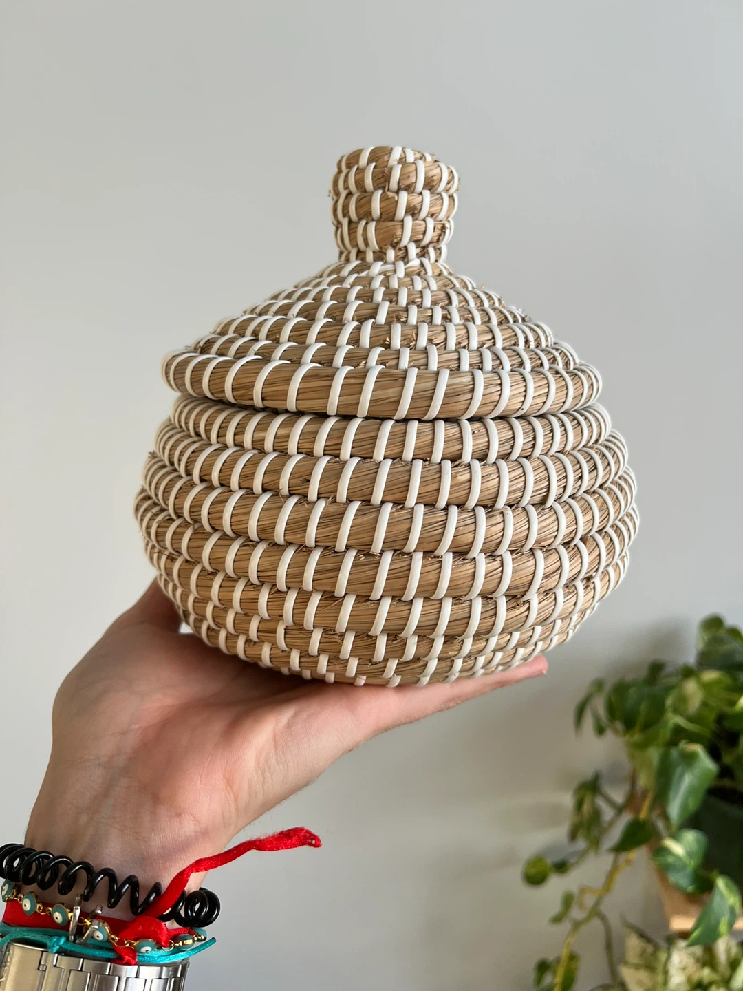 Moving sale—Small woven basket with lid
