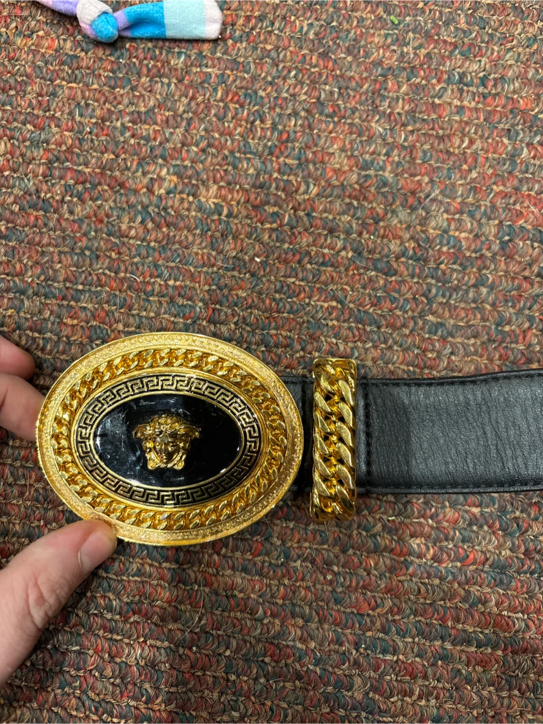 Versace Black Leather Belt, Size 36 - photo 4