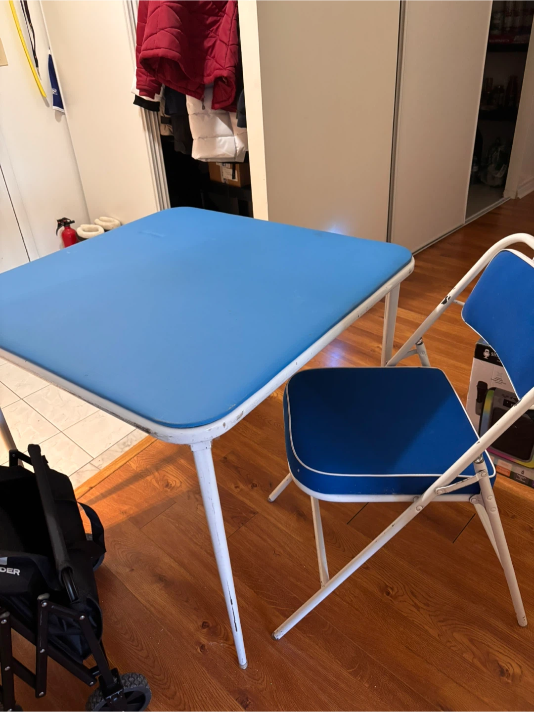 Blue Folding Table and Chairs Set
