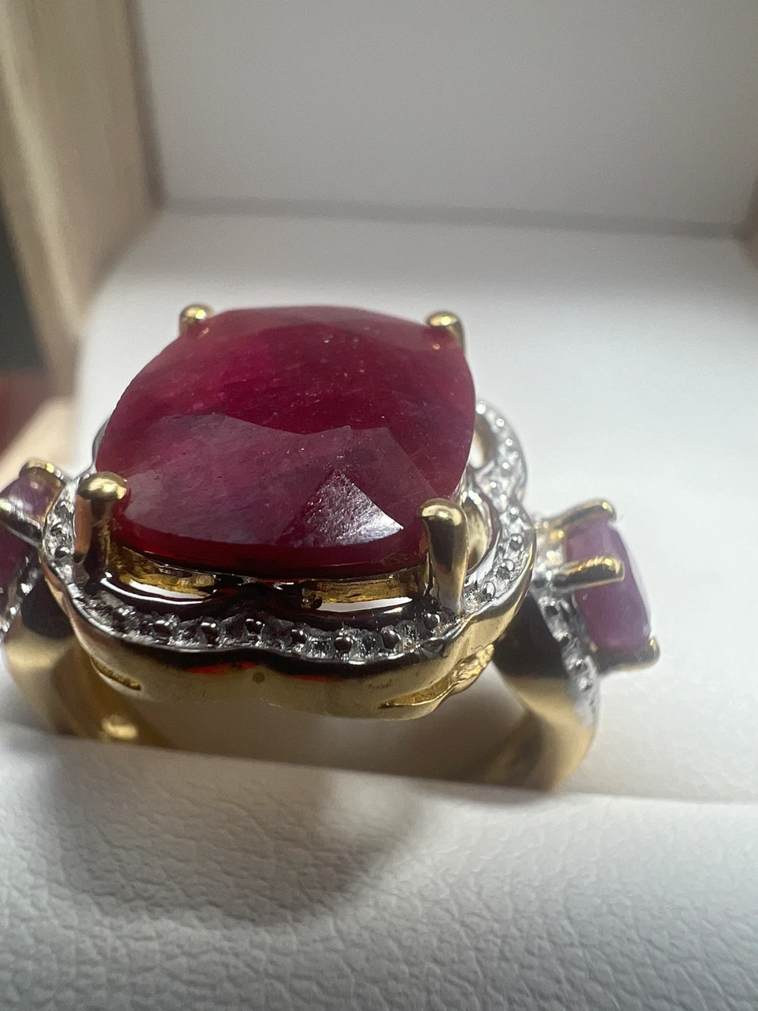 925 silver Ruby and Diamond Ring