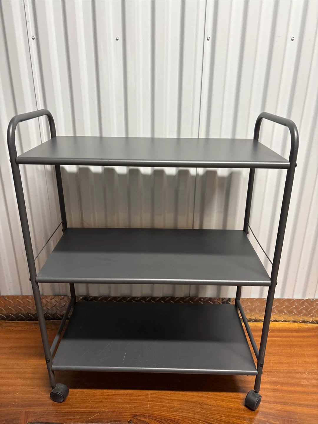 Gray Metal Rolling Cart - 3 Tier
