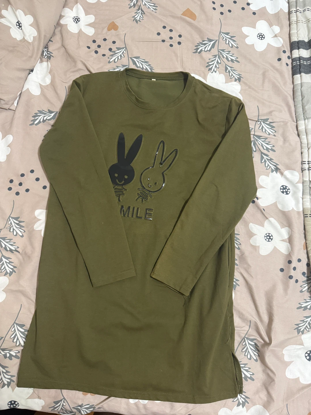 Olive Green Long Sleeve Tunic Top