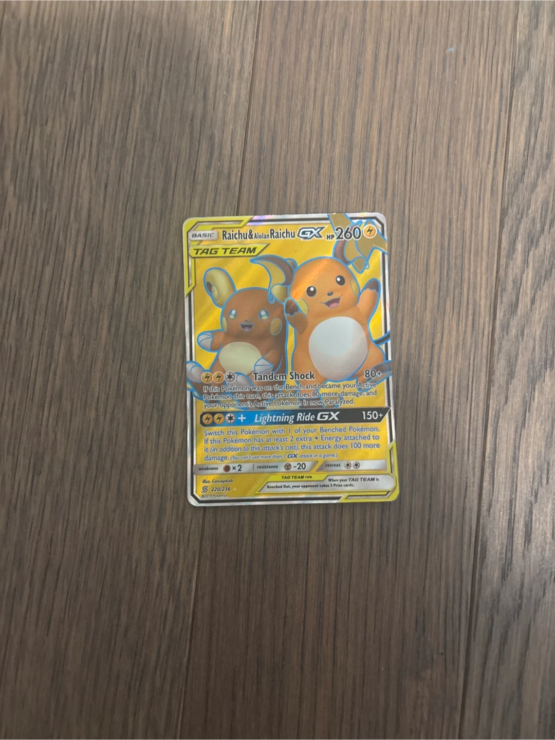 Raichu & Alolan Raichu GX Tag Team Pokemon Card