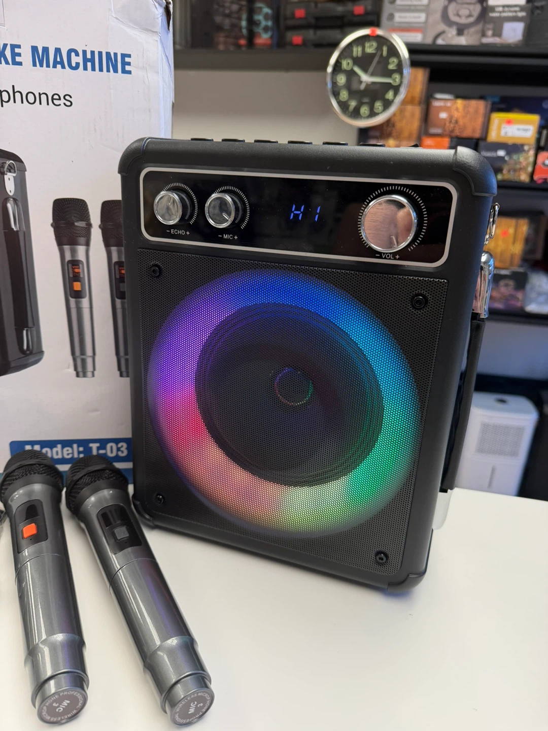 Portable Karaoke Machine Model T-03 with 2 Mics