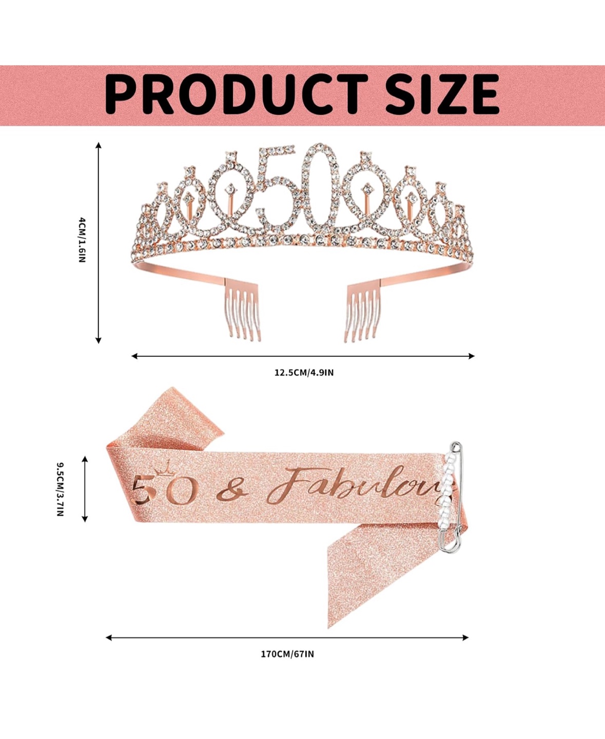 50 & Fabulous Rose Gold Birthday Sash & Tiara - photo 4