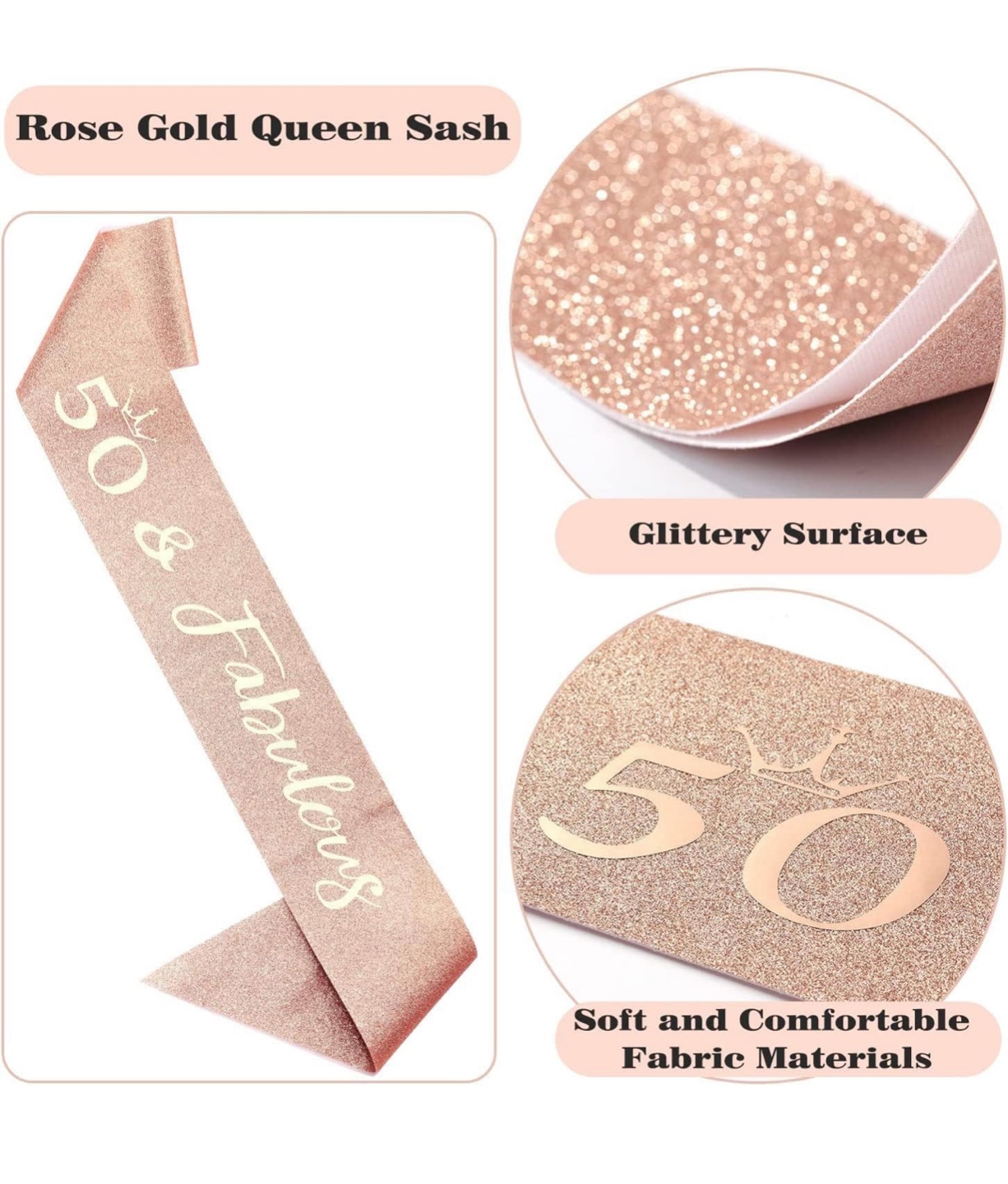 50 & Fabulous Rose Gold Birthday Sash & Tiara - photo 3
