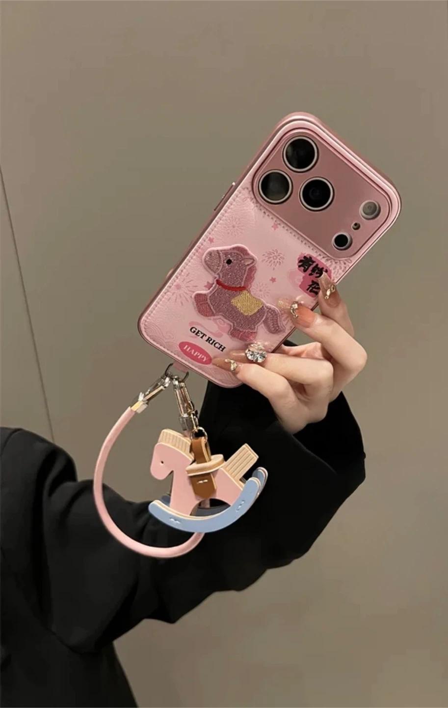 Pink iPhone Case with Horse Charm and Strap - photo 2