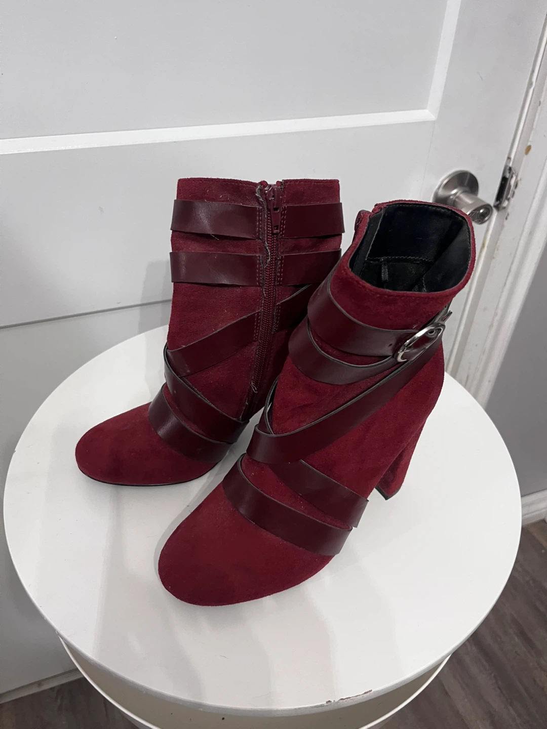 Burgundy Heeled Boots - Size 7 - photo 3