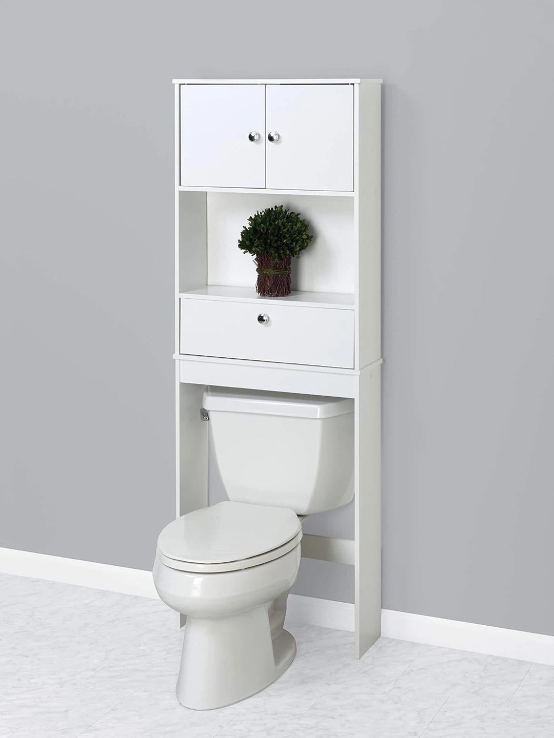 White Over-the-Toilet Bathroom Storage Cabinet