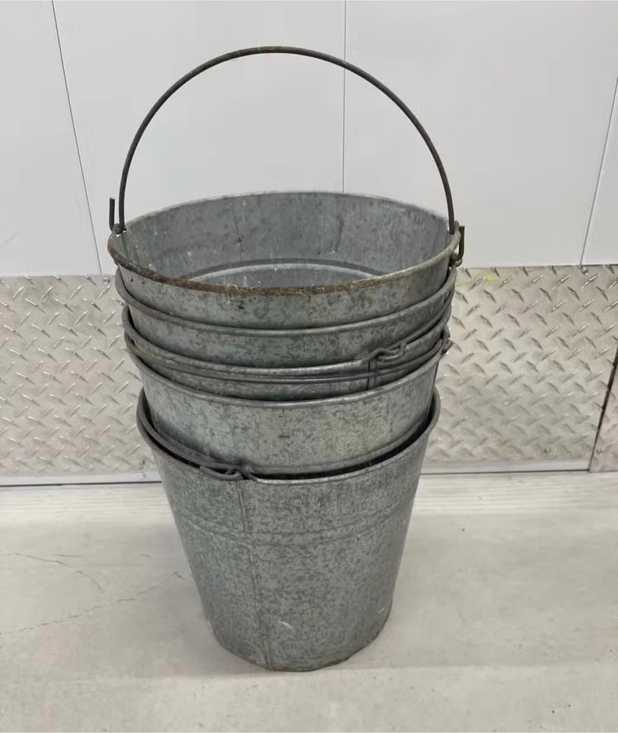 Galvanized Metal Buckets - Set of 5